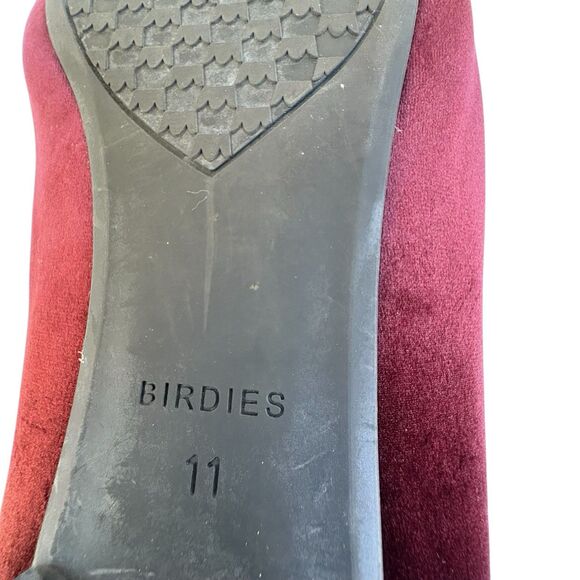 Birdies The Starling loafers in Bordeaux velvet with sequin embroidery Size 11 - Picture 12 of 15